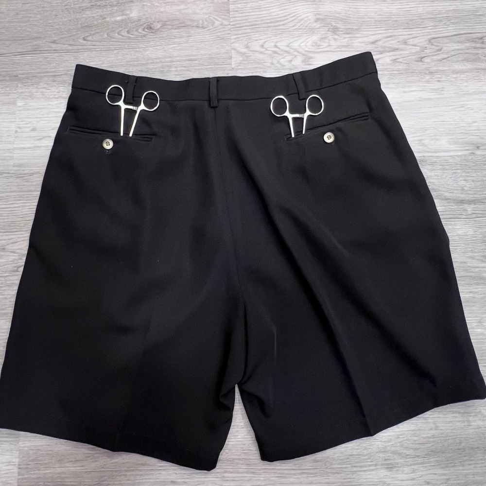 Greg Norman Collection Mens Black Pleated Golf Shorts Size 38 Embroidered Shark - Picture 7 of 14